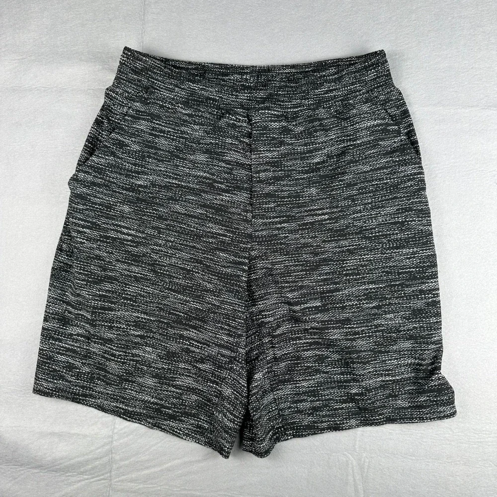 Lululemon Pace Breaker Lined Shorts Mens Medium Black White Space Dye 9 Inch